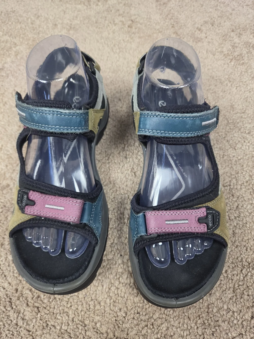 ECCO Kids Multicolor Outdoor Sandals - Pink, Teal, Gray, Tan